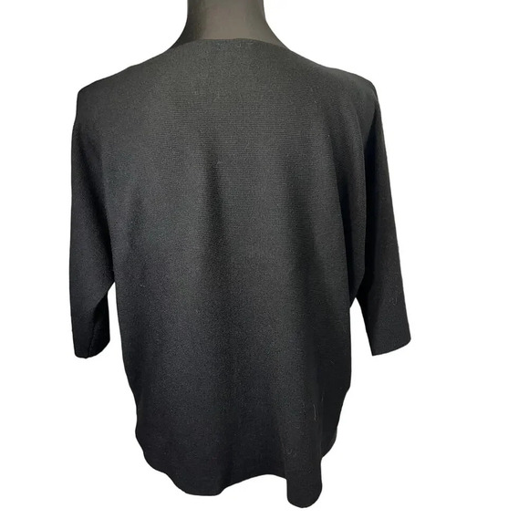 Luna, ribbed short sleeve silver black rhinestone embedded vent stretchy top XL - Picture 4 of 8